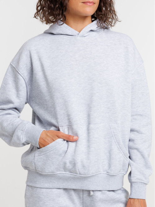 Sweat à capuche femme gris...