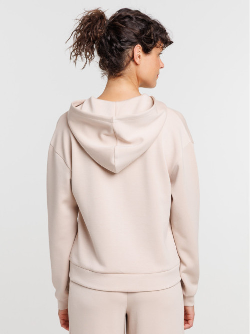 Sweat à capuche beige scuba...