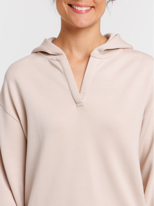 Sweat à capuche beige scuba...