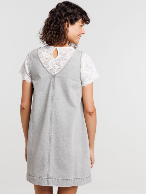 Robe courte gris neige femme