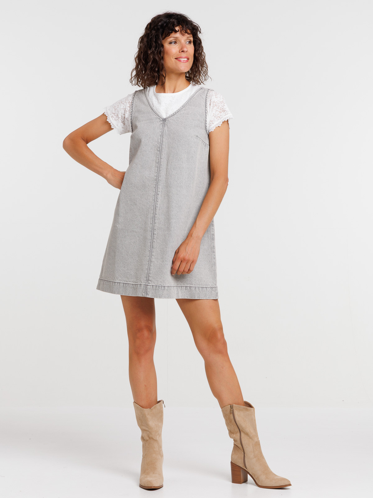 Robe courte gris neige femme Robe courte gris neige femme