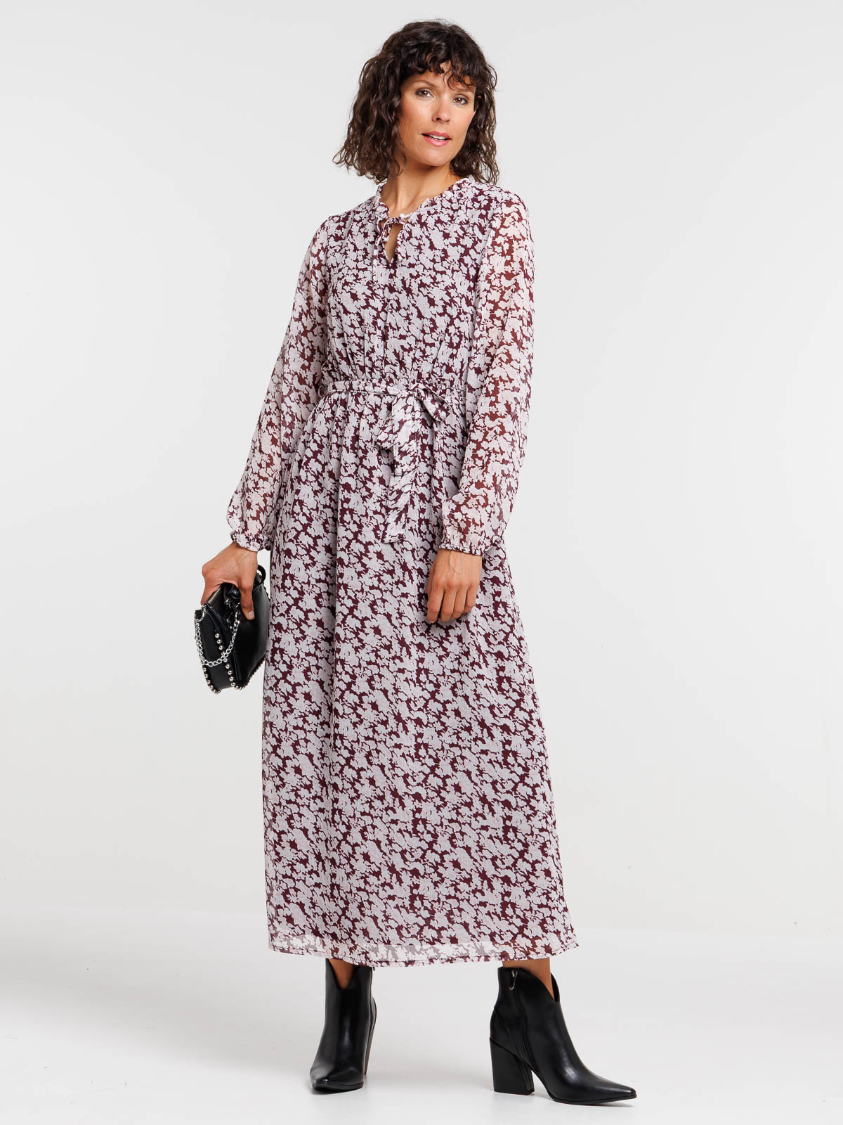 Robe longue imprimé ceinture femme Robe longue imprimé ceinture femme
