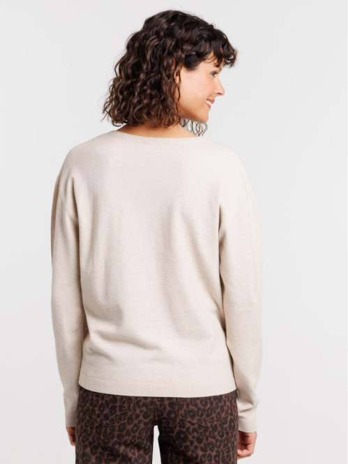 Pull fin col rond beigne...
