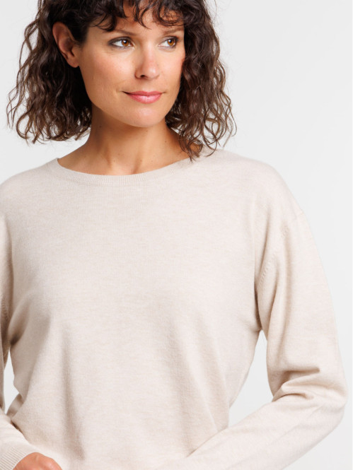 Pull fin col rond beigne...