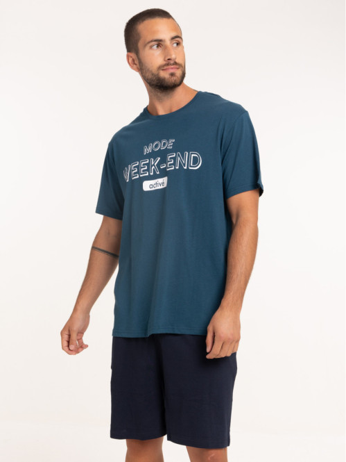 Pyjashort message bleu cascade homme