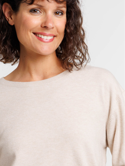 Pull fin col rond beigne...