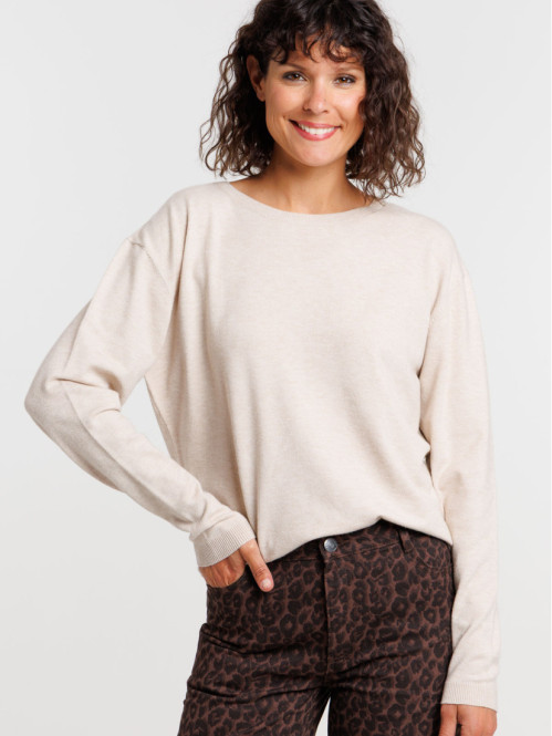 Pull fin col rond beigne...