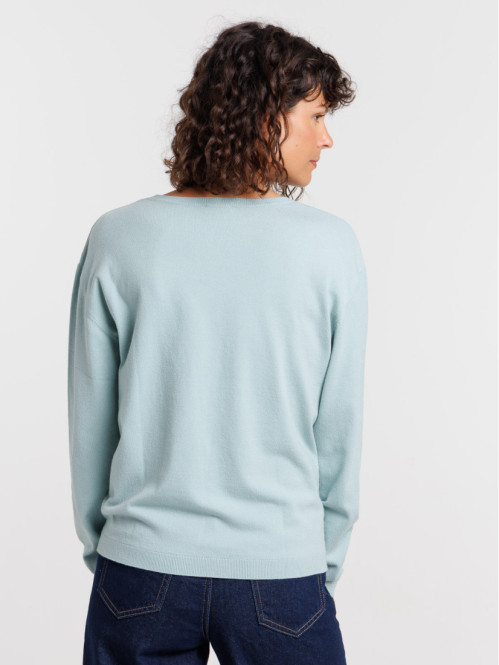 Pull fin col rond bleu...