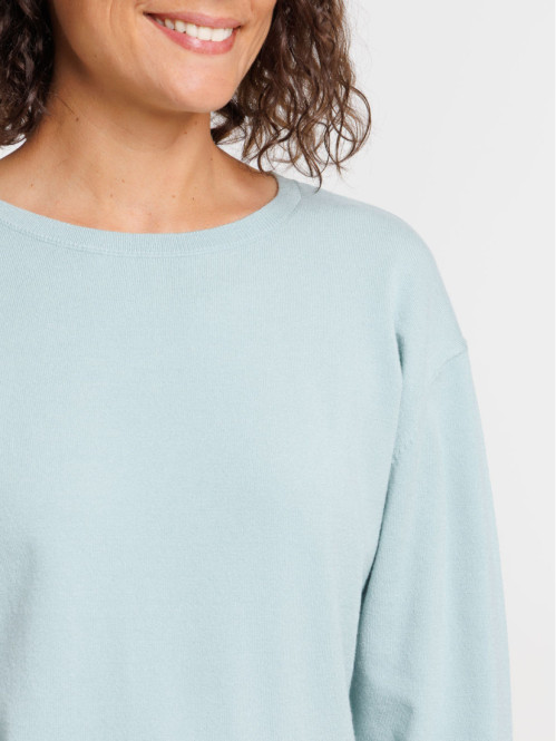 Pull fin col rond bleu...