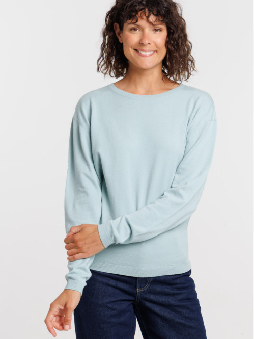 Pull fin col rond bleu...