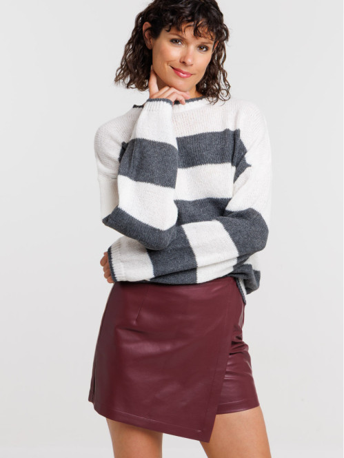 Pull rayé col rond femme
