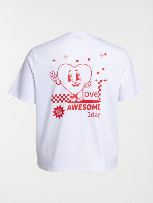 T-shirt blanc motif grande...