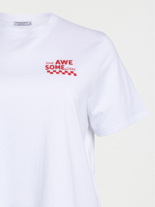 T-shirt blanc motif grande...
