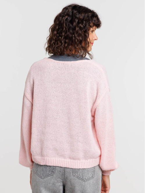 Gilet col rond noeuds femme