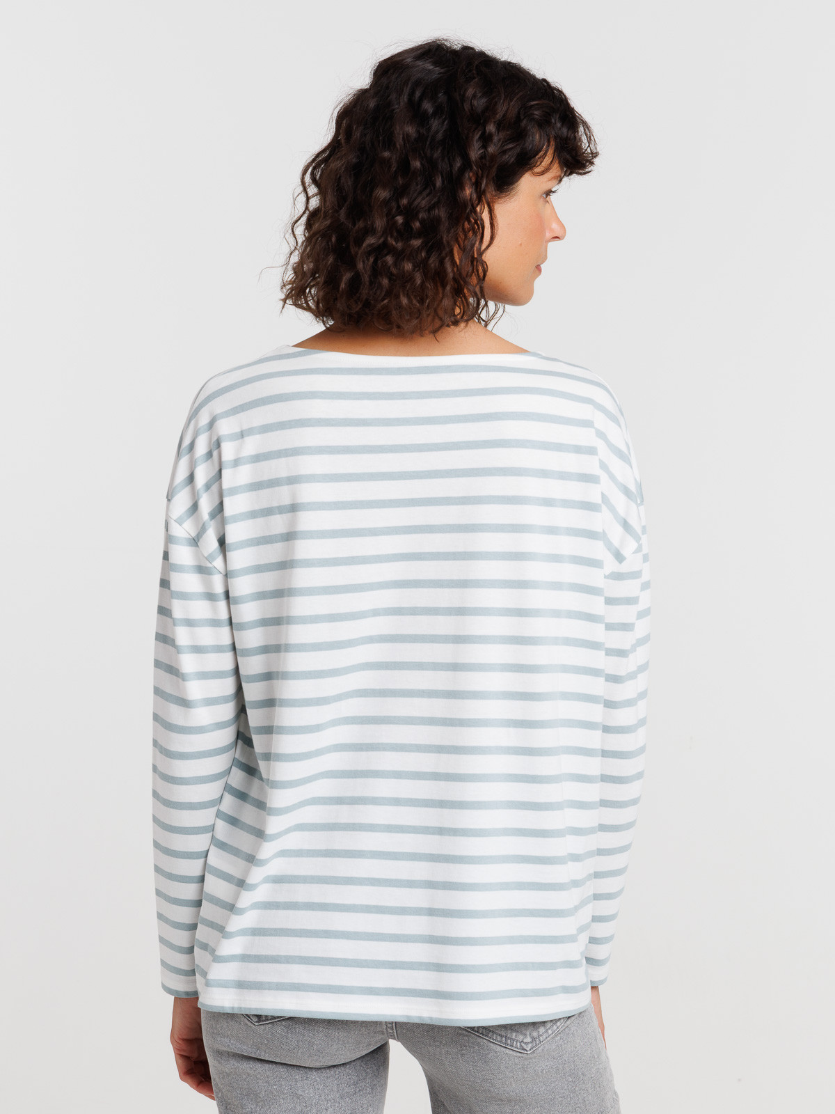 T-shirt écru rayé bleu galcier femme T-shirt écru rayé bleu galcier femme