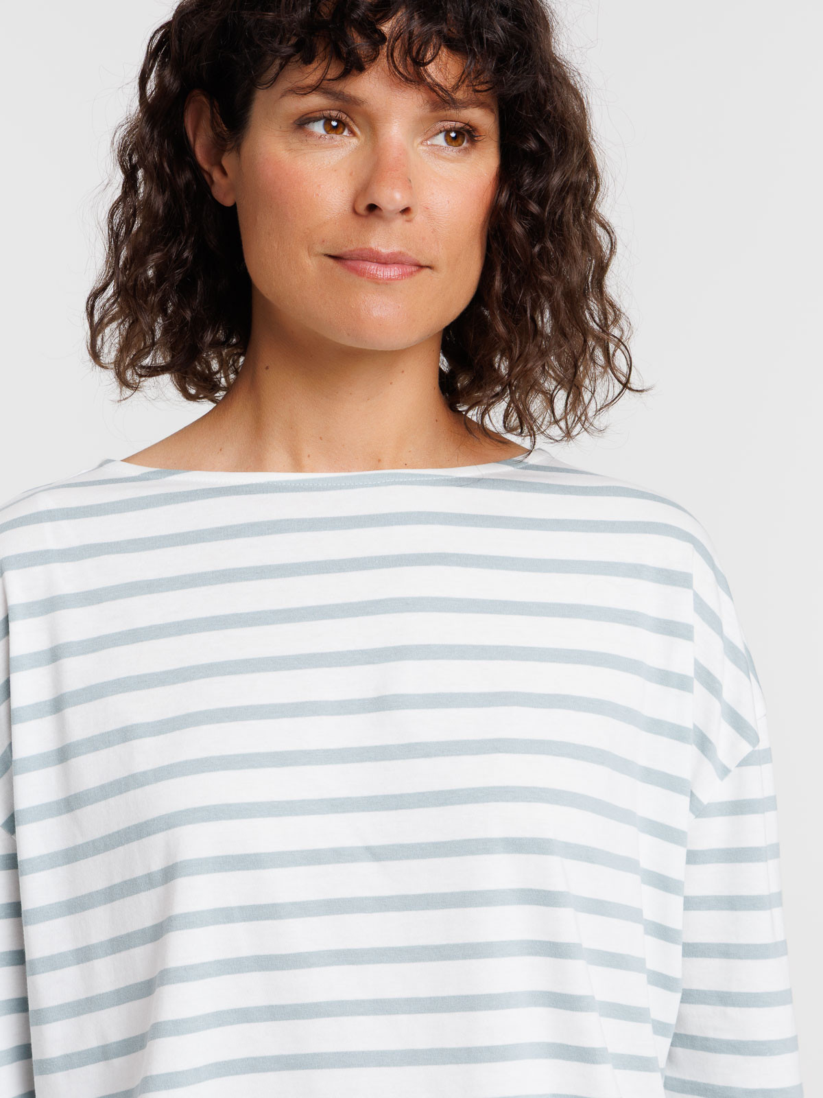 T-shirt écru rayé bleu galcier femme T-shirt écru rayé bleu galcier femme