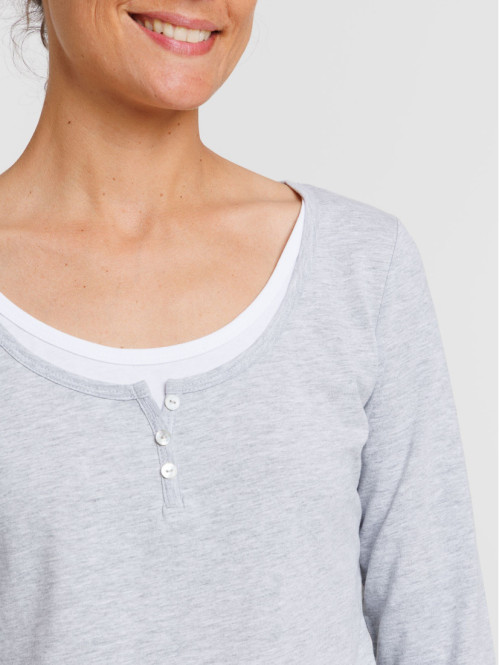 T-shirt effet 2 en 1 gris...