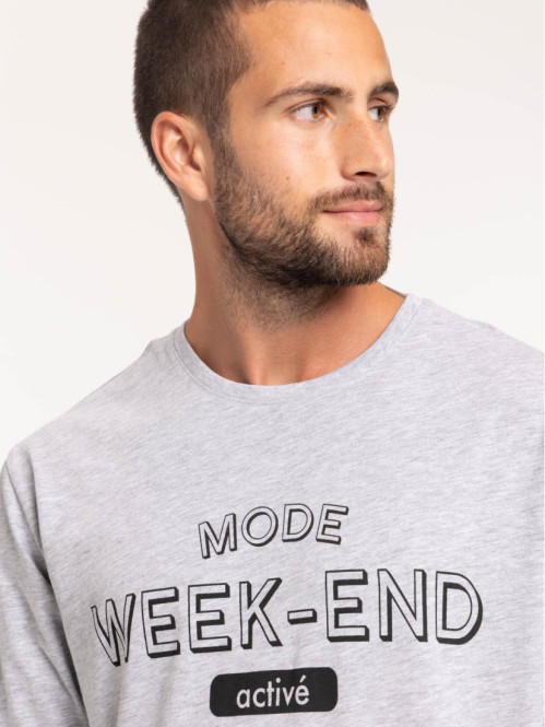 Pyjama message gris chiné homme