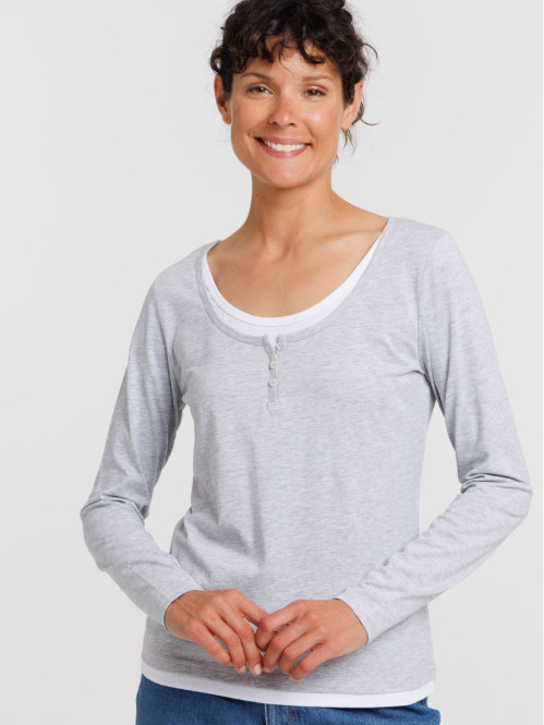 T-shirt effet 2 en 1 gris...