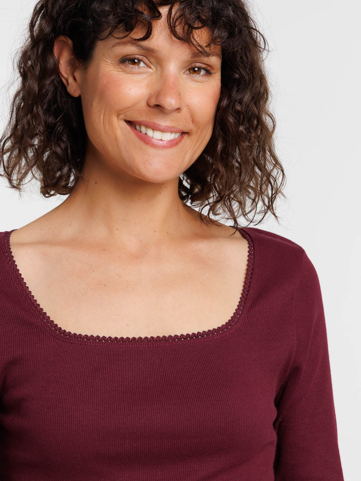 T-shirt col carré figue femme
