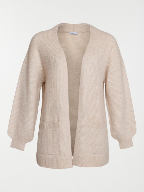 Gilet beige chiné grande taille femme