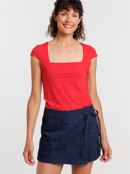Tee-shirt col carré femme
