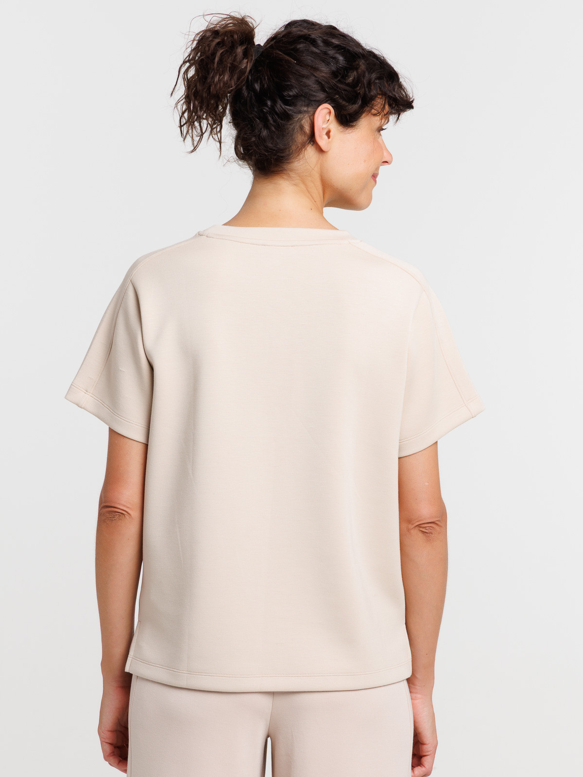 T-shirt beige uni scuba doux femme