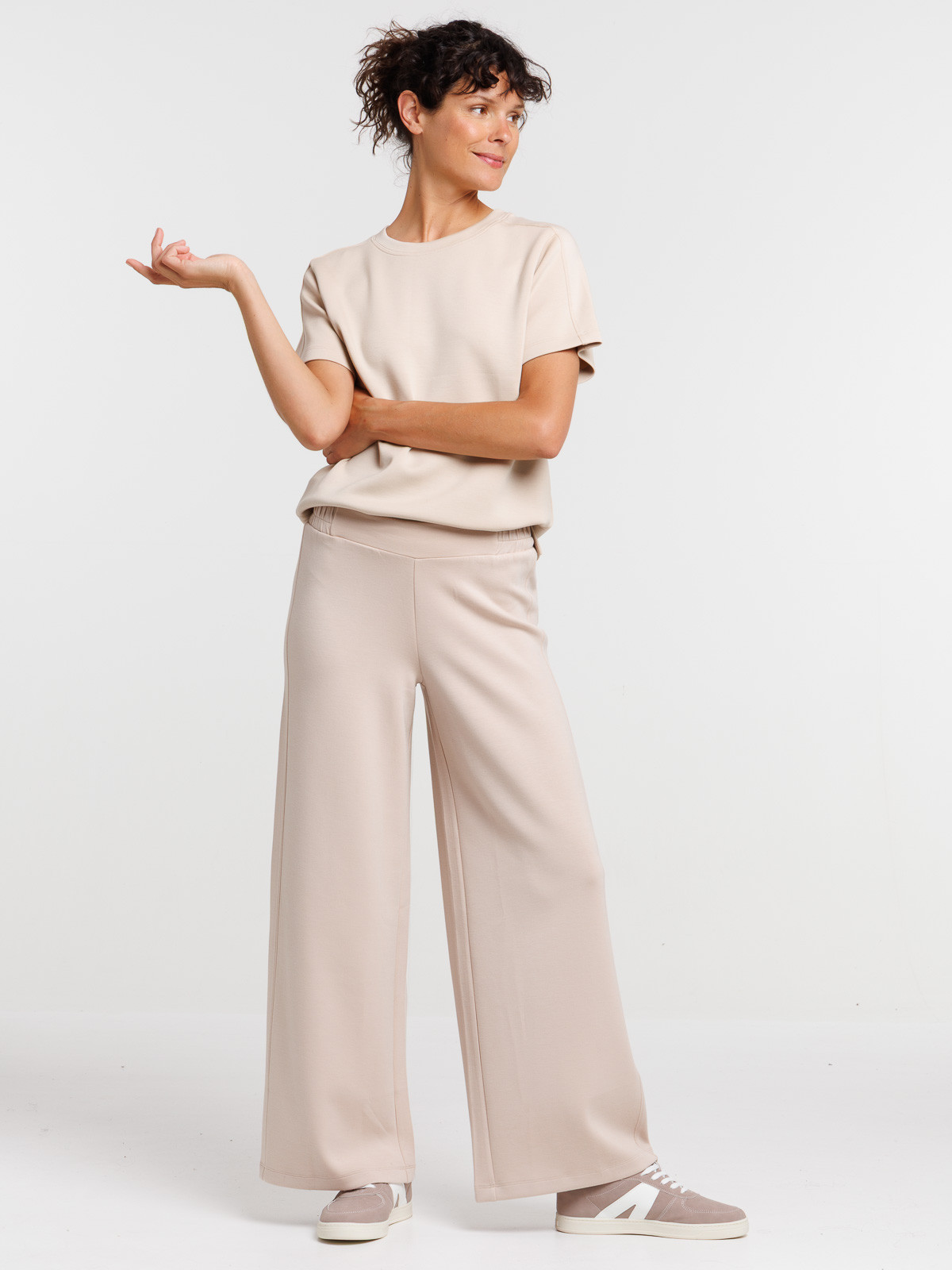 T-shirt beige uni scuba doux femme