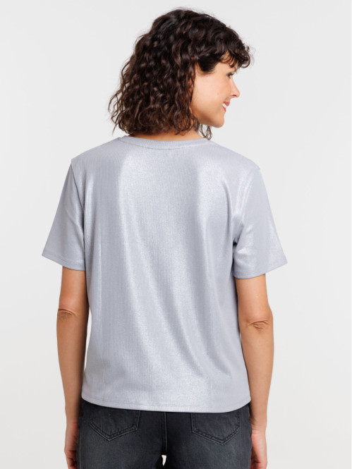T-shirt côtelé coloris gris...