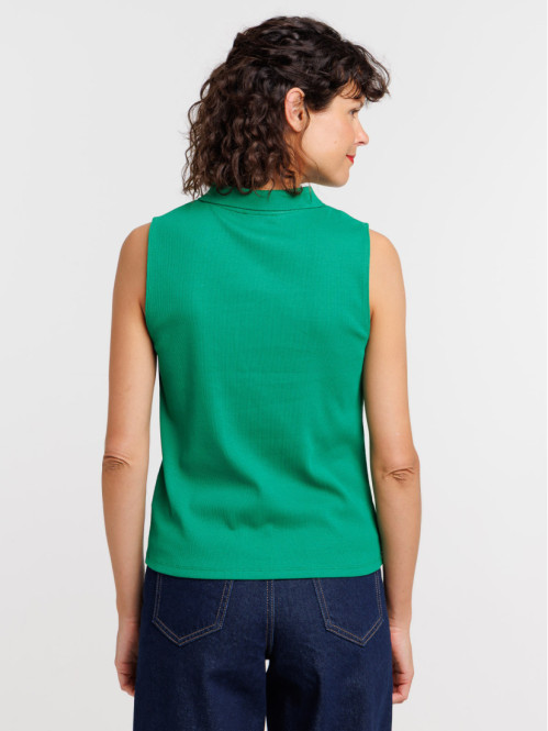 Débardeur col polo coeur femme