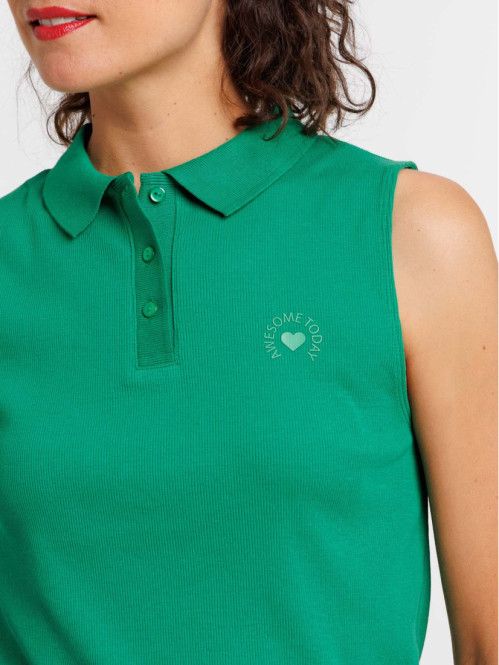 Débardeur col polo coeur femme