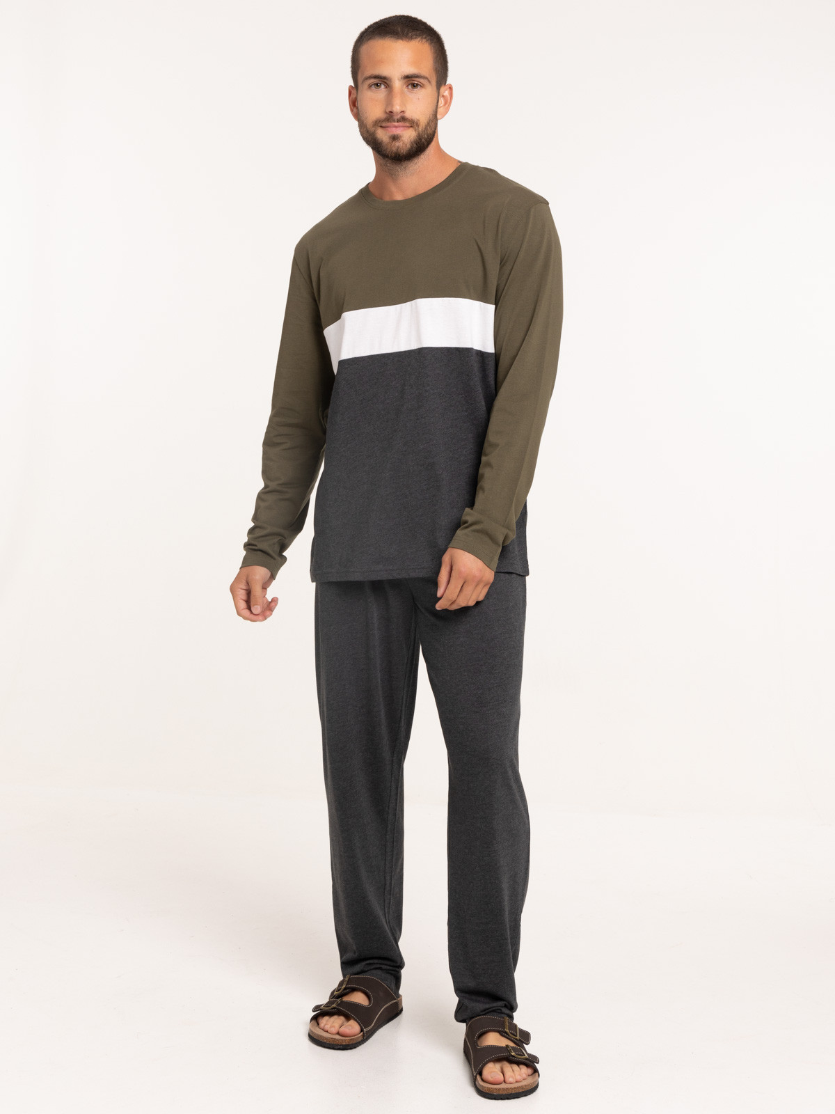 Pyjama color block kaki quite homme Pyjama color block kaki quite homme