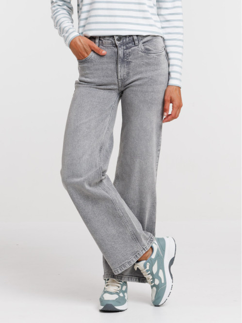 Jean wide leg snow grey femme