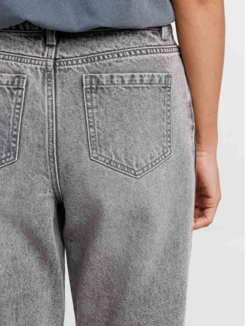 Jean mom gris neige femme