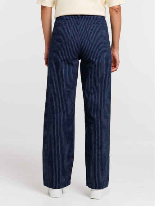 Pantalon large rayé brut femme