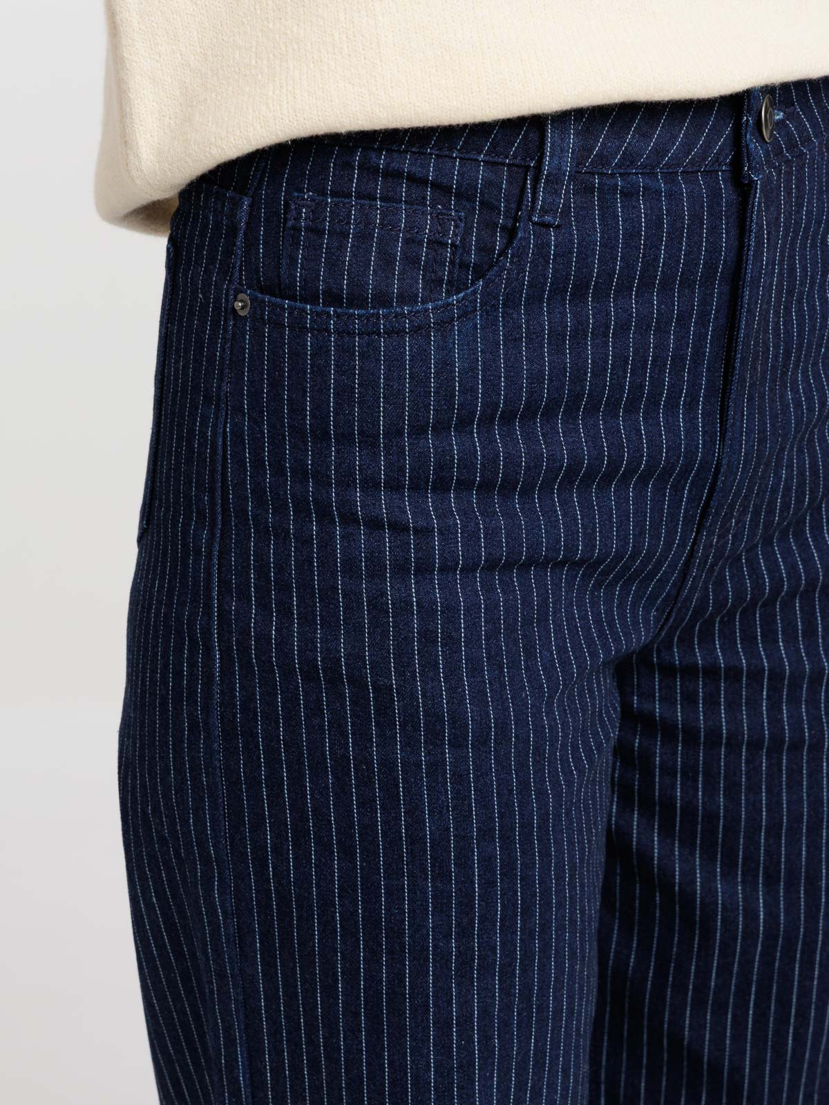 Pantalon large rayé brut femme