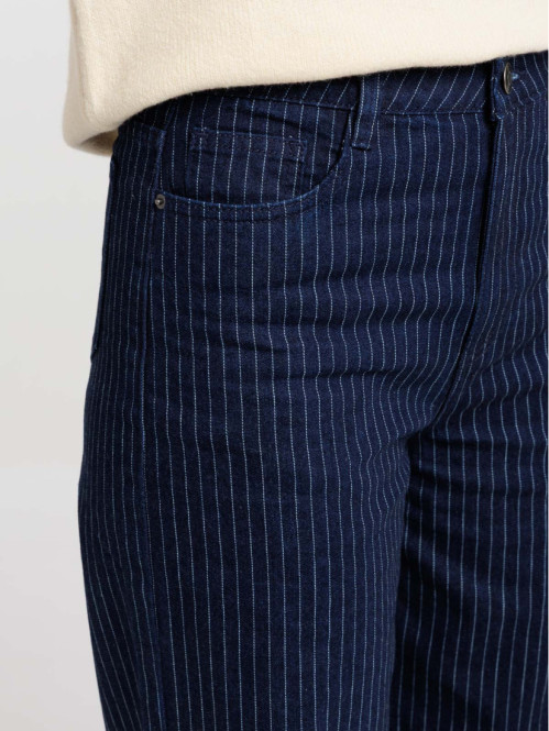 Pantalon large rayé brut femme