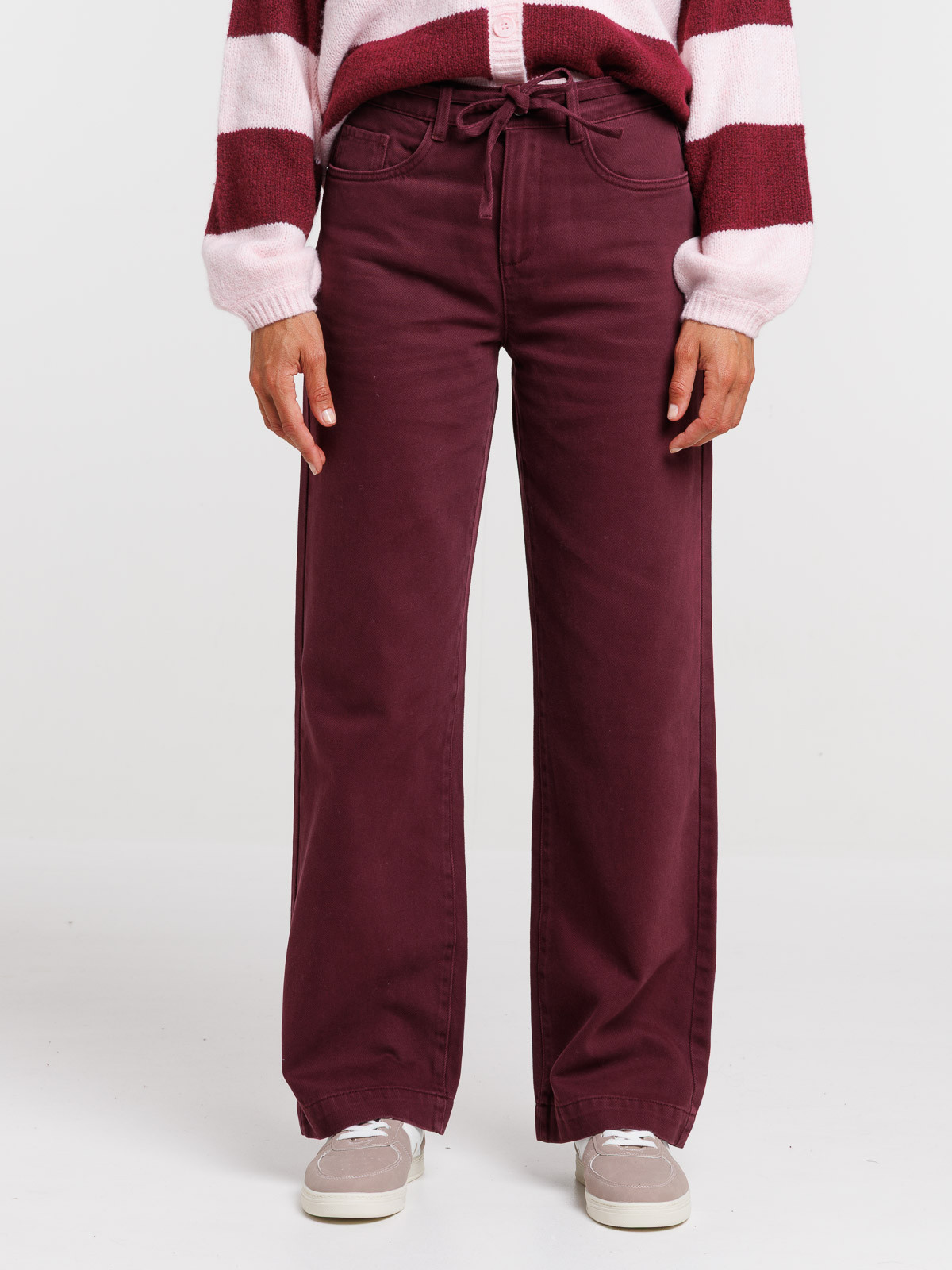 Pantalon wide leg dark figue femme