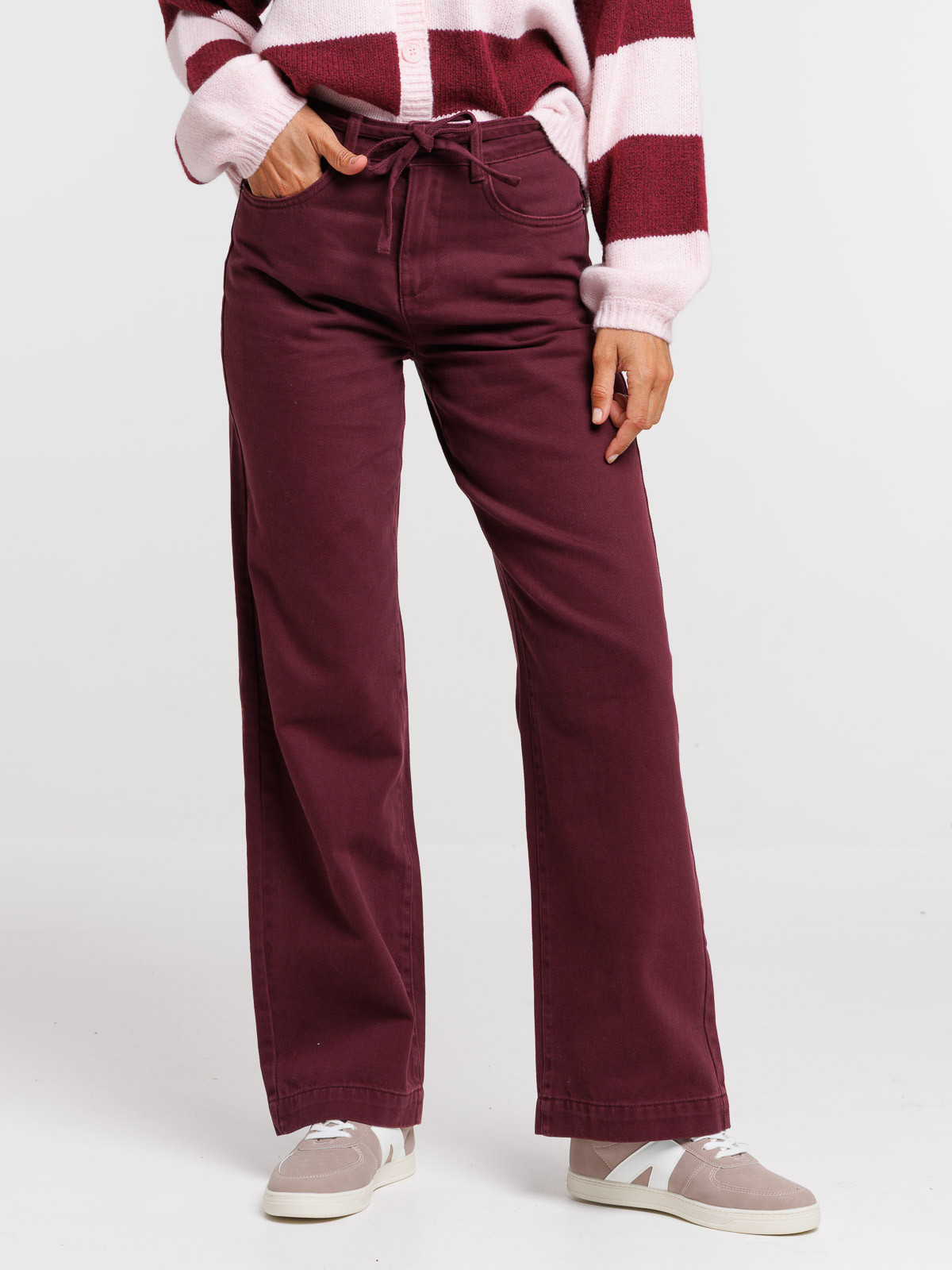 Pantalon wide leg dark figue femme