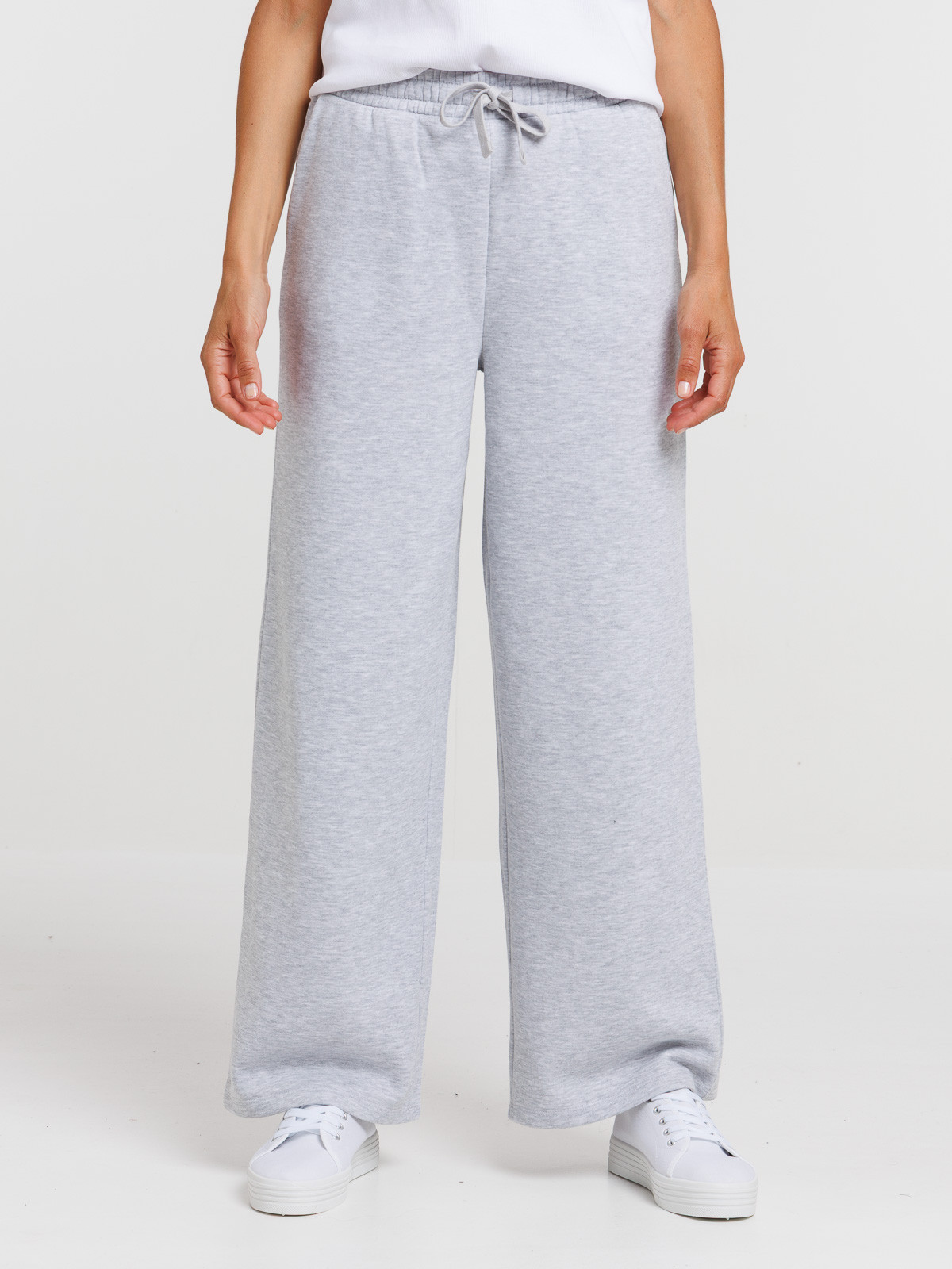 Jogging large gris clair chiné femme