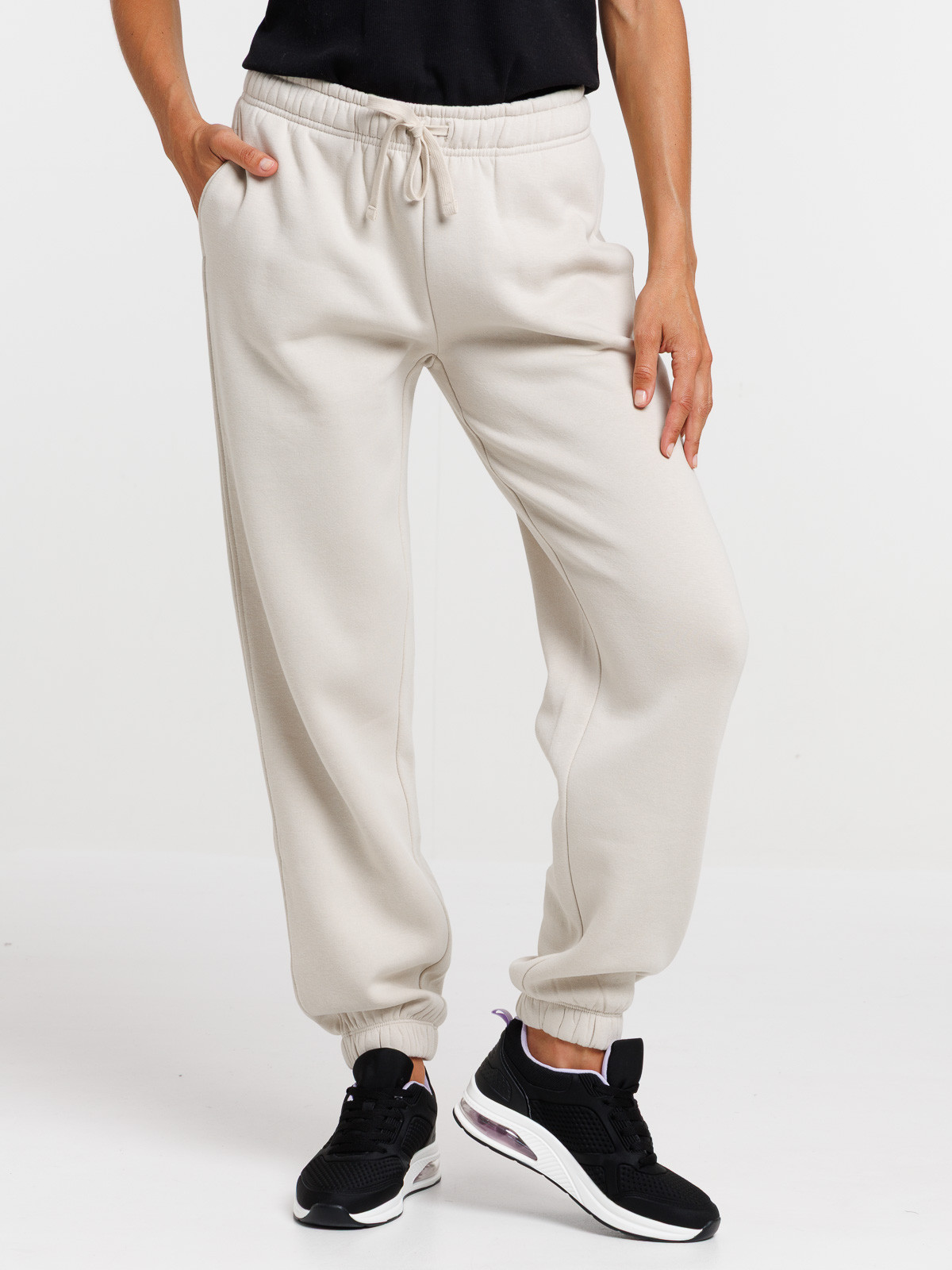 Pantalon de jogging beige grisé femme Pantalon de jogging beige grisé femme