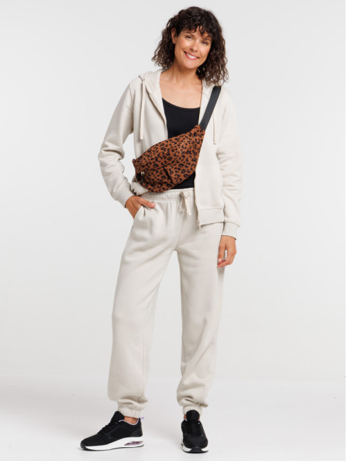 Pantalon de jogging beige grisé femme Pantalon de jogging beige grisé femme