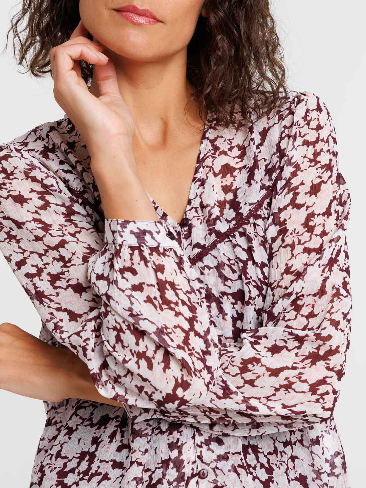 Blouse en voile imprimé dark figue femme Blouse en voile imprimé dark figue femme