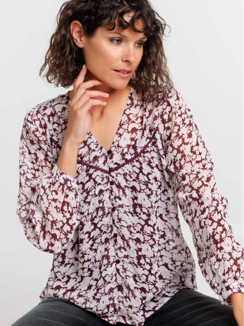 Blouse en voile imprimé...