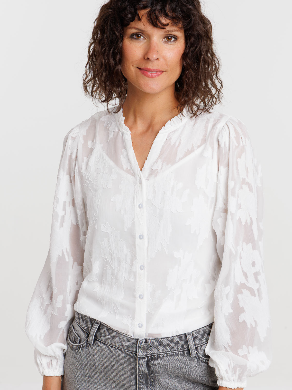 Chemise col tunisien jacquard femme Chemise col tunisien jacquard femme