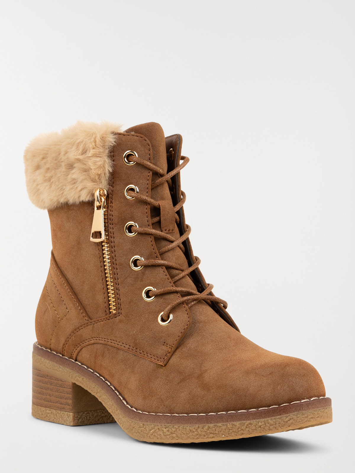 Bottines fourrées camel femme (36-41) Bottines fourrées camel femme (36-41)