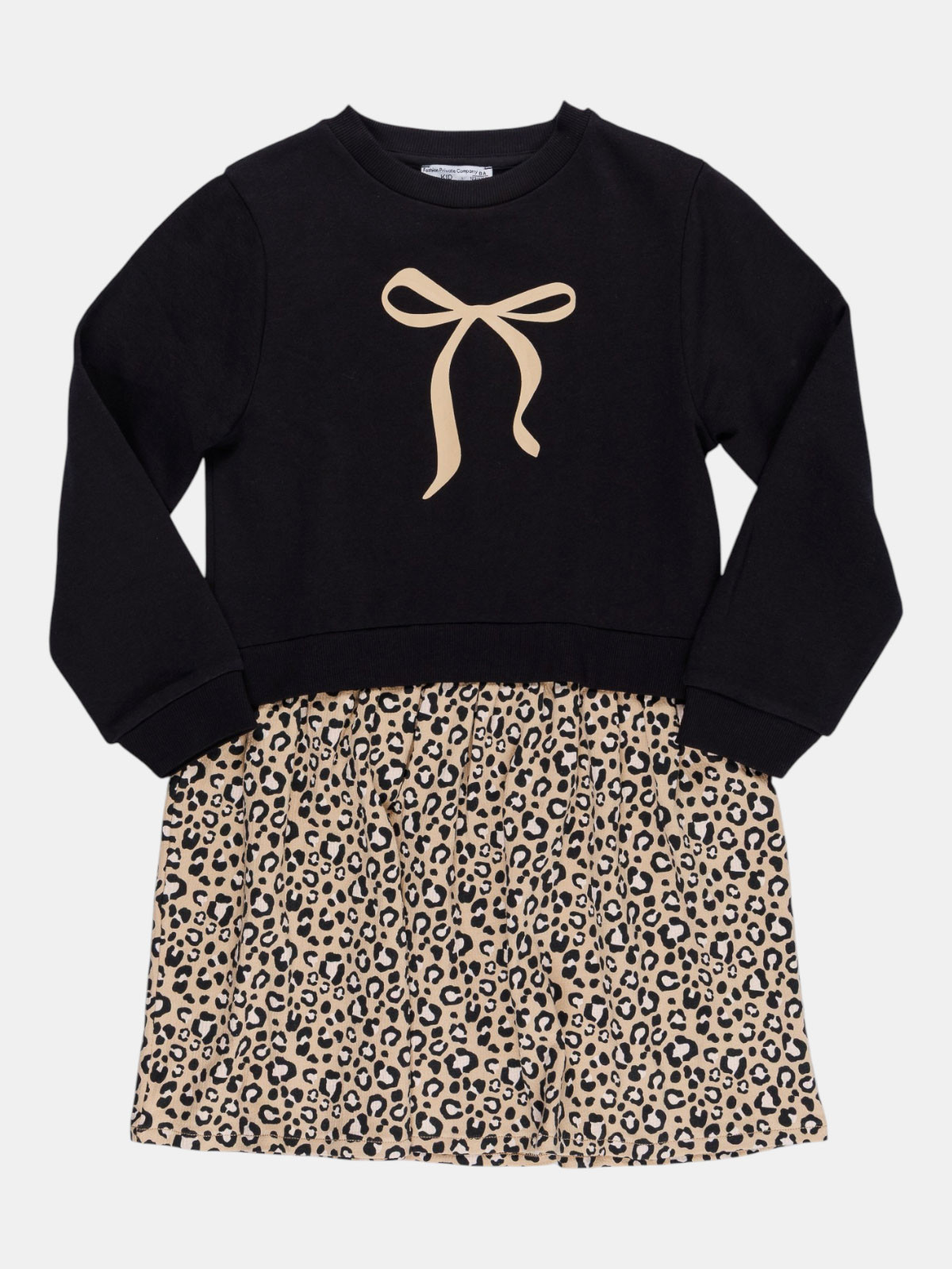 Robe léopard avec noeud fille (3-12A)