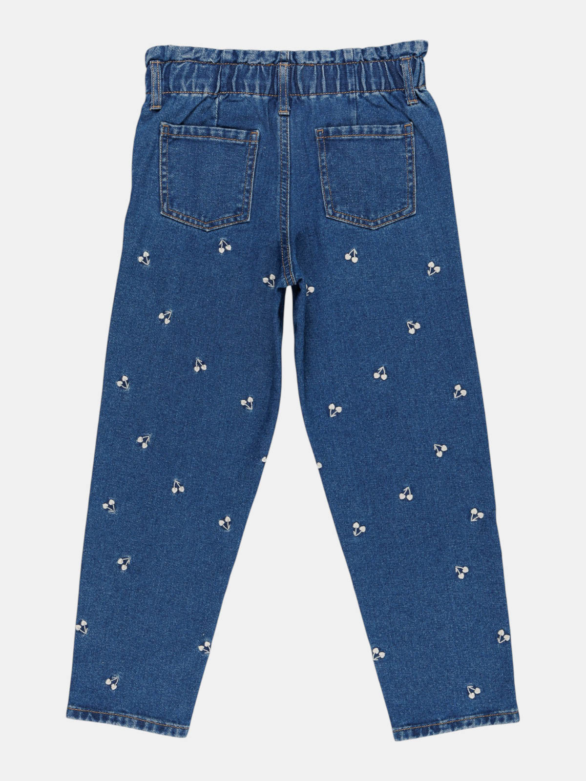 Jean MOM cerises brodées fille (3-8A)