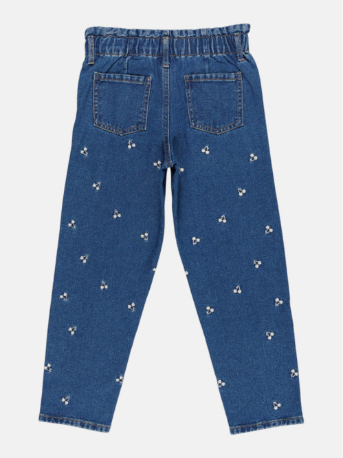Jean MOM cerises brodées fille (3-8A)