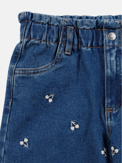 Jean MOM cerises brodées fille (3-8A)